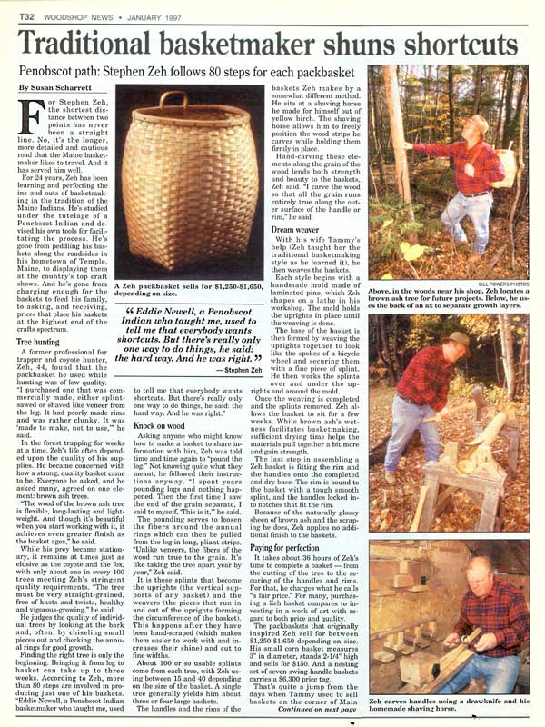 Woodshop News  - January 1997 - Stephen Zeh Traditional Basketmaker