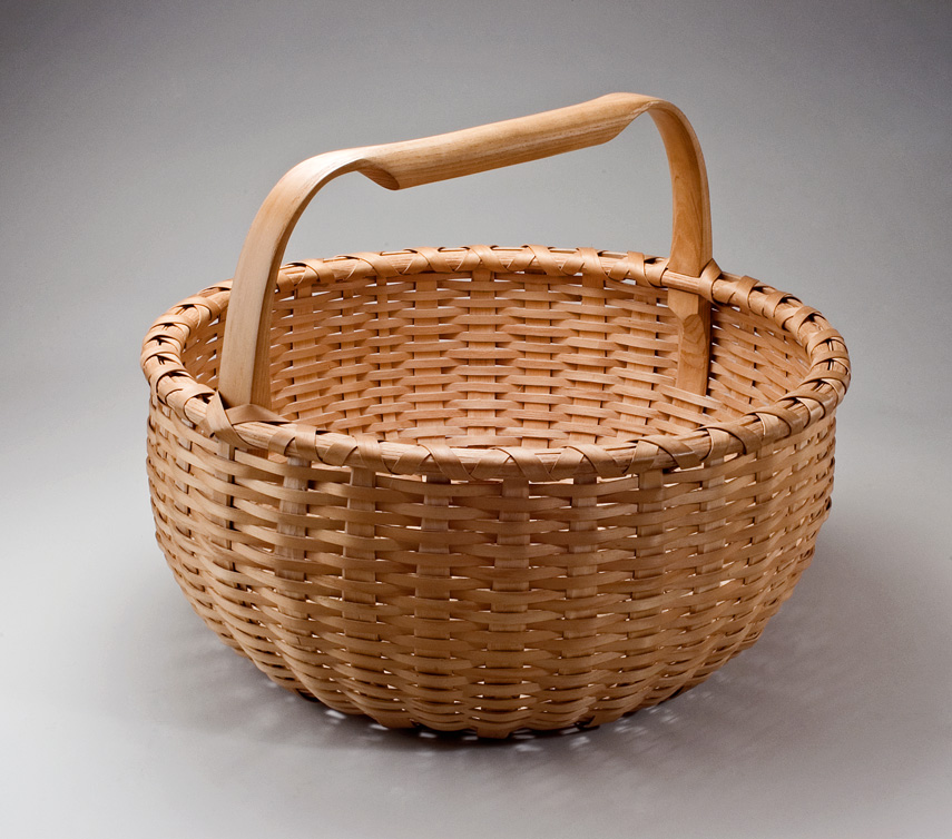 Maine Potato Basket. Hand crafted of brown ash by Maine basket maker Stephen Zeh.