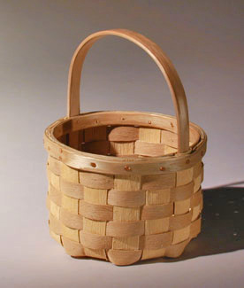 Berry Basket - brown ash, copper, by Stephen Zeh, Maine basketmaker