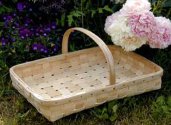 Herb and Flower Tray with peonies. Hand crafted by Stephen Zeh Maine basketmaker.