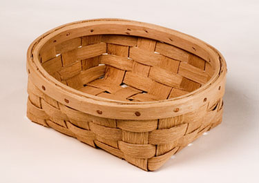 Oval Bread Basket - brown ash, copper, by Stephen Zeh, Maine basketmaker