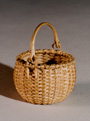 Miniature Swing Handle Basket, brown ash,  brass