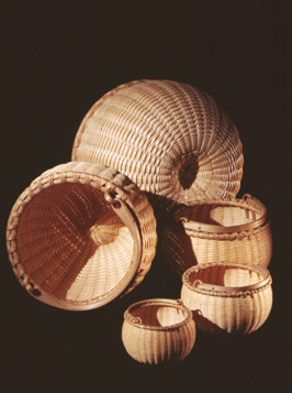 Nesting Set of Five Swing Handle Baskets - brown ash  - by Stephen Zeh
