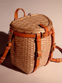 Maine Packbasket Purse, brown ash,  brass, leather by Stephen Zeh