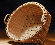 Bread Basket - square bottom to round top. Hand crafted of brown / black ash by Stephen Zeh, Basketmaker of Temple, Maine.