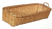 Cracker Basket - rectangular small basket sized to fit a stack of crackers. Hand crafted of brown / black ash by Stephen Zeh, Basketmaker of Temple, Maine.