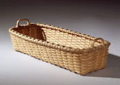 Cracker Basket a small rectanular basket hand woven of brown ash (black ash) by Stephen Zeh, Basketmaker of Temple, Maine.