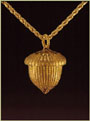 Miniature Acorn Basket pendant in gold