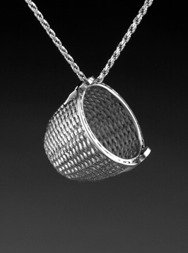 Miniature Corn Basket pendant in silver