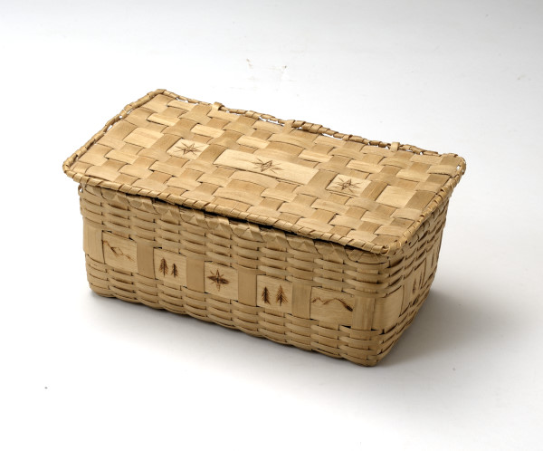 Rectangular Lidded Basket, brown ash by Stephen Zeh